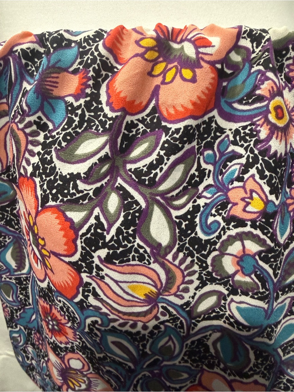 Express Strapless Floral High-Low Dress in Black, White, Coral & Teal - Picture 2 of 6